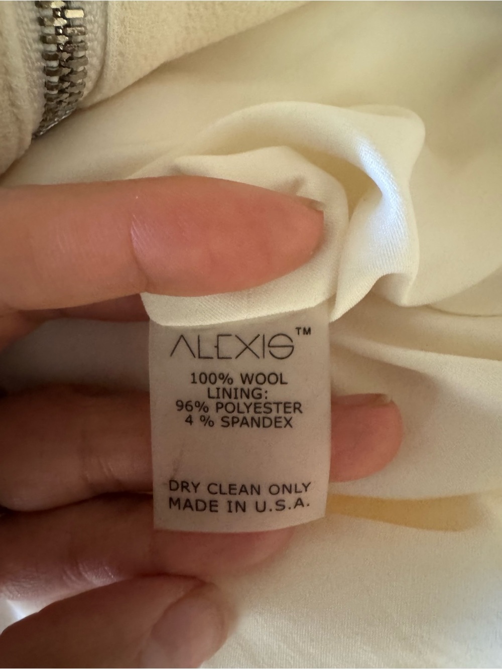 ALEXIS Dominique Ivory Wool Zip Front Mini Dress Size S Designer Pocket Dress - Picture 10 of 10
